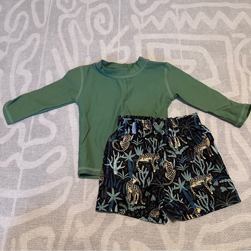 Rugged Butts Toddler Jungle Swim Trunks and Rash Guard